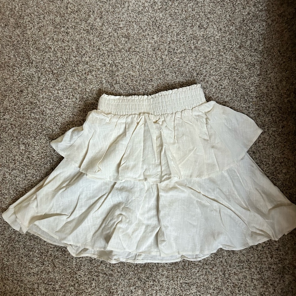 Princess Polly Cream Ruffle Skirt